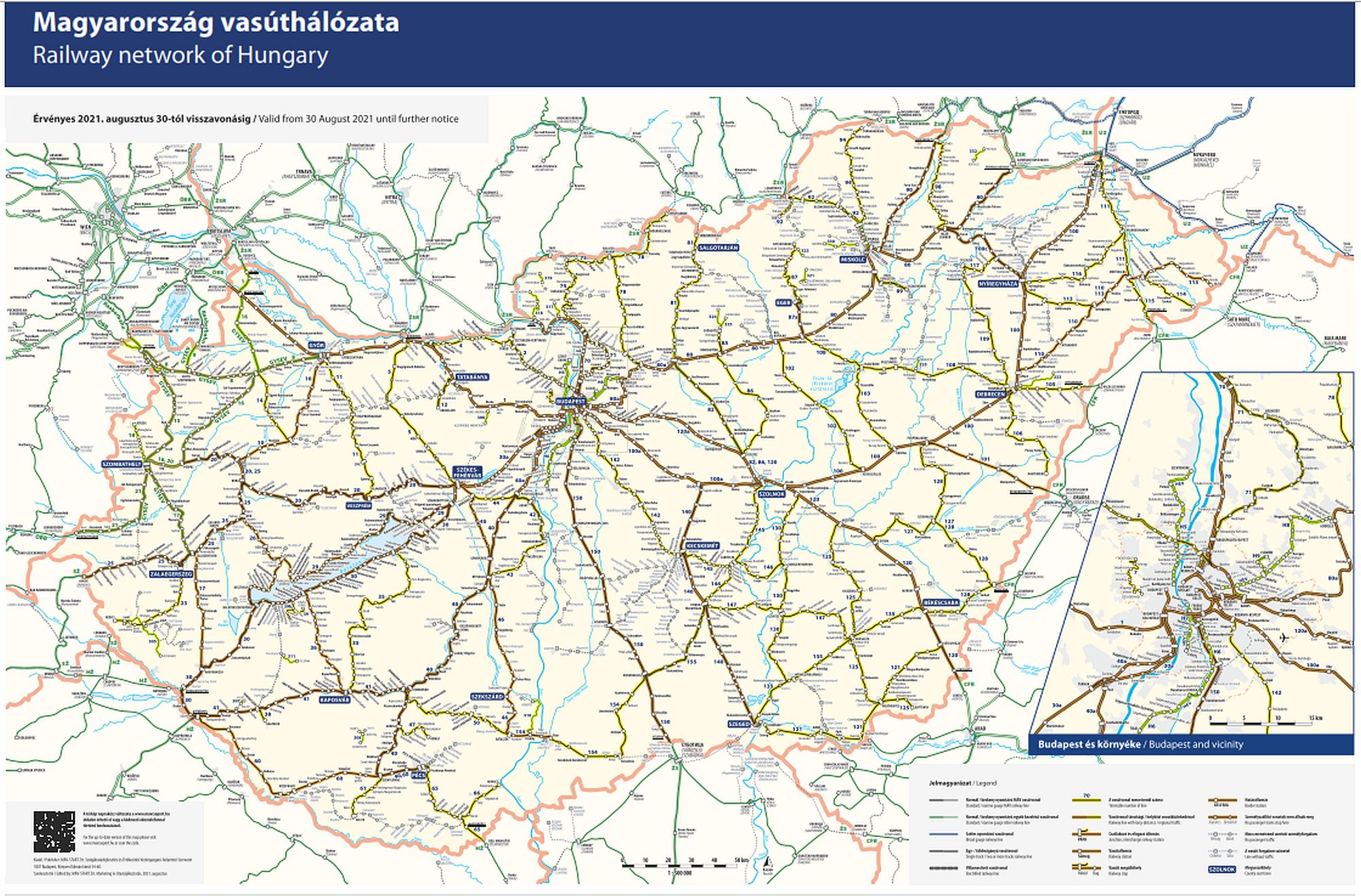 Vasúti térkép Magyarország